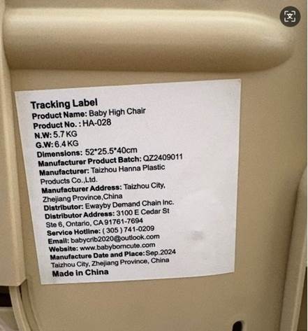 Convertible High Chairs Recalled Due to Risk of Serious Injury or Death from Fall and Entrapment Hazards; Violate Mandatory Standard for High Chairs; Sold on Amazon by Rotinyard