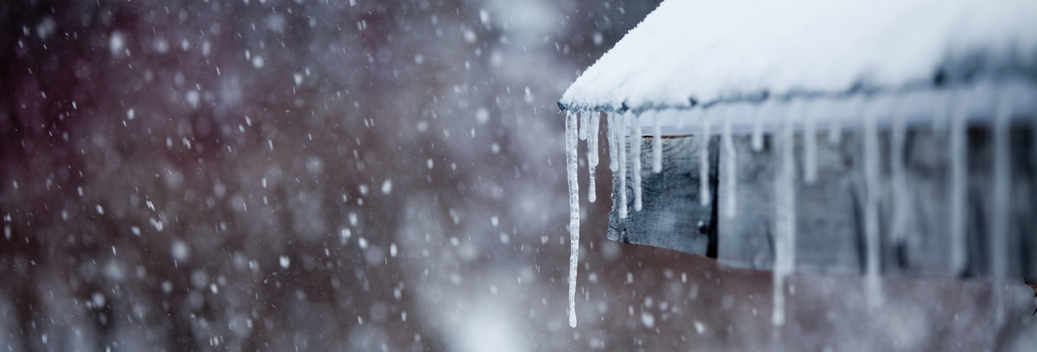 icicles on a gutter in winter 