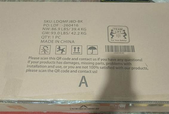 SKU: LDQMFJ8D-BK is printed on the product packaging