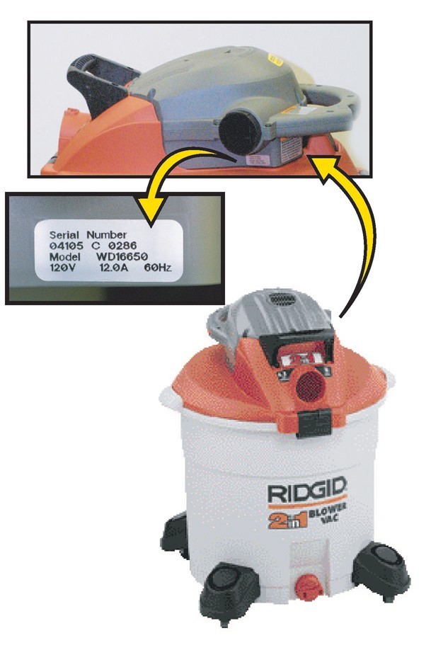 Ridgid® 16-Gallon, Model WD16650 2-in-1 Blower Vac