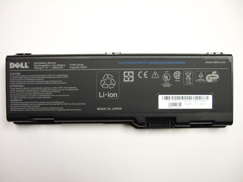 Dell-branded lithium-ion batteries made with cells manufactured by Sony