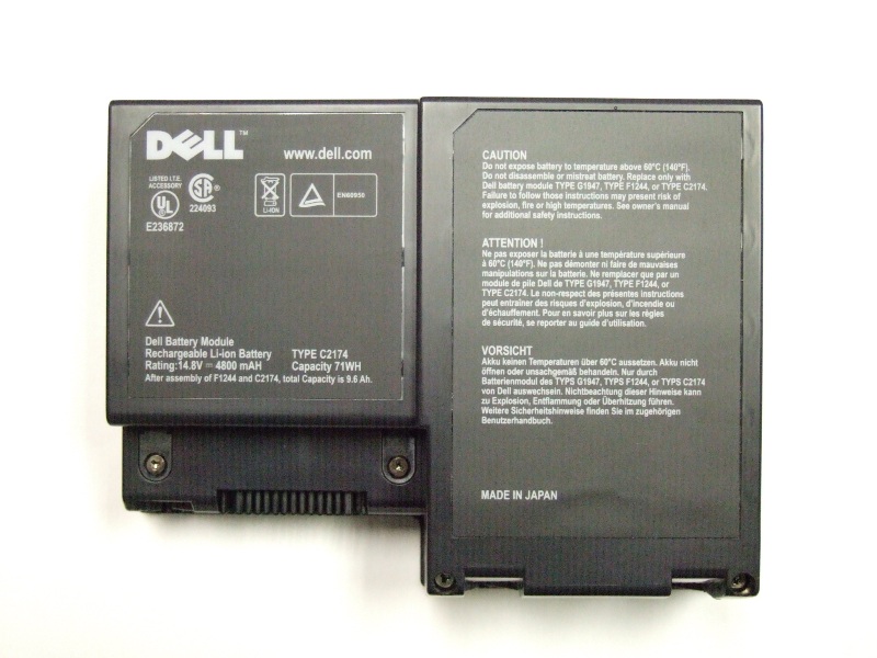 Dell-branded lithium-ion batteries made with cells manufactured by Sony