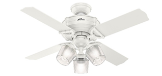 Hunter fan 52262 Brunswick 44” with 3 lights in white housing