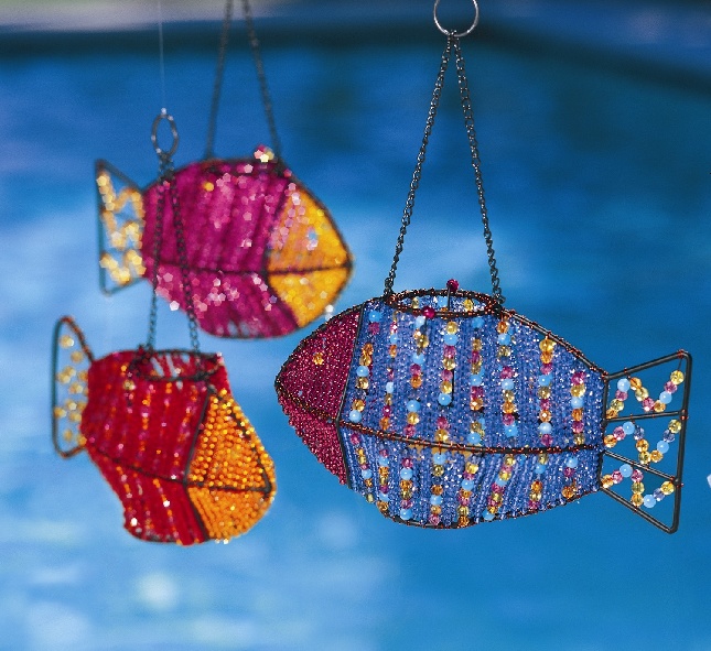 Beaded Fish Tea Light Candleholders