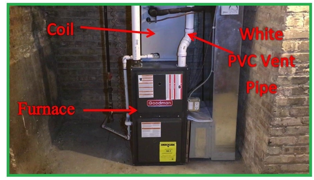 Furnace configuration for recalled evaporator coil drain pans 