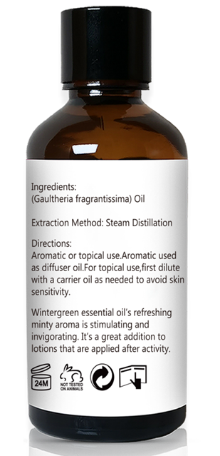 Recalled GM Gumili Wintergreen Essential Oil-Bottle Side Label