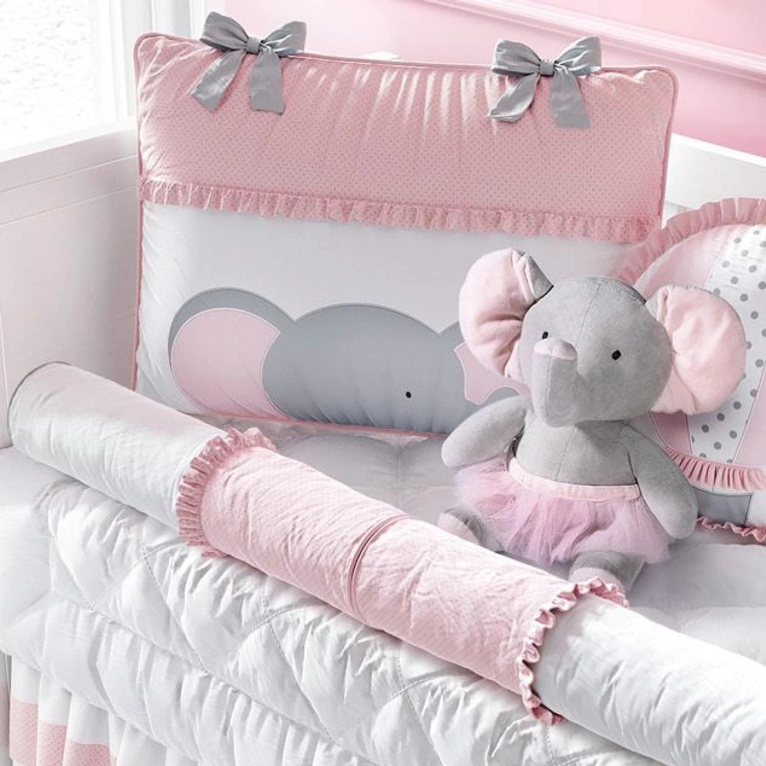 Recalled 11-Piece Pink Little Elephant and the Balloon Crib Bedding Set
