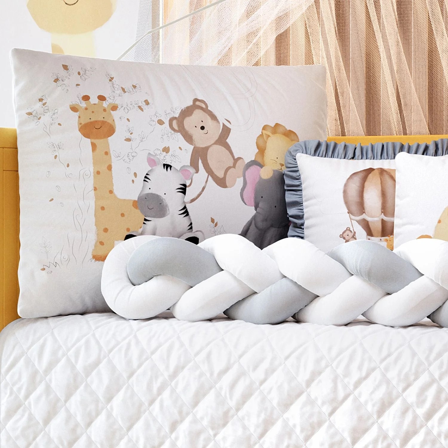Recalled 6-Piece Watercolor Safari Braided Crib Bedding Set
