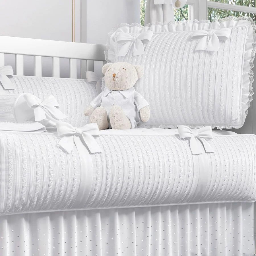Recalled 9-Piece Luxury White Knitted Crib Bedding Set