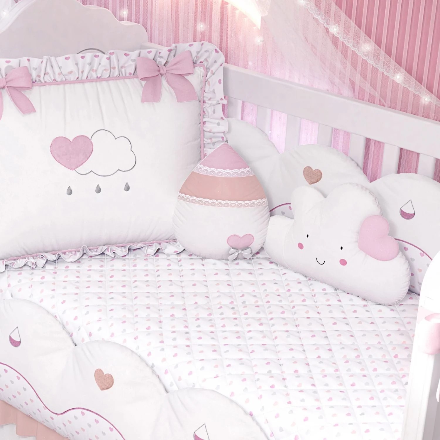 Recalled 9-Piece Pink Love Rain Crib Bedding Set