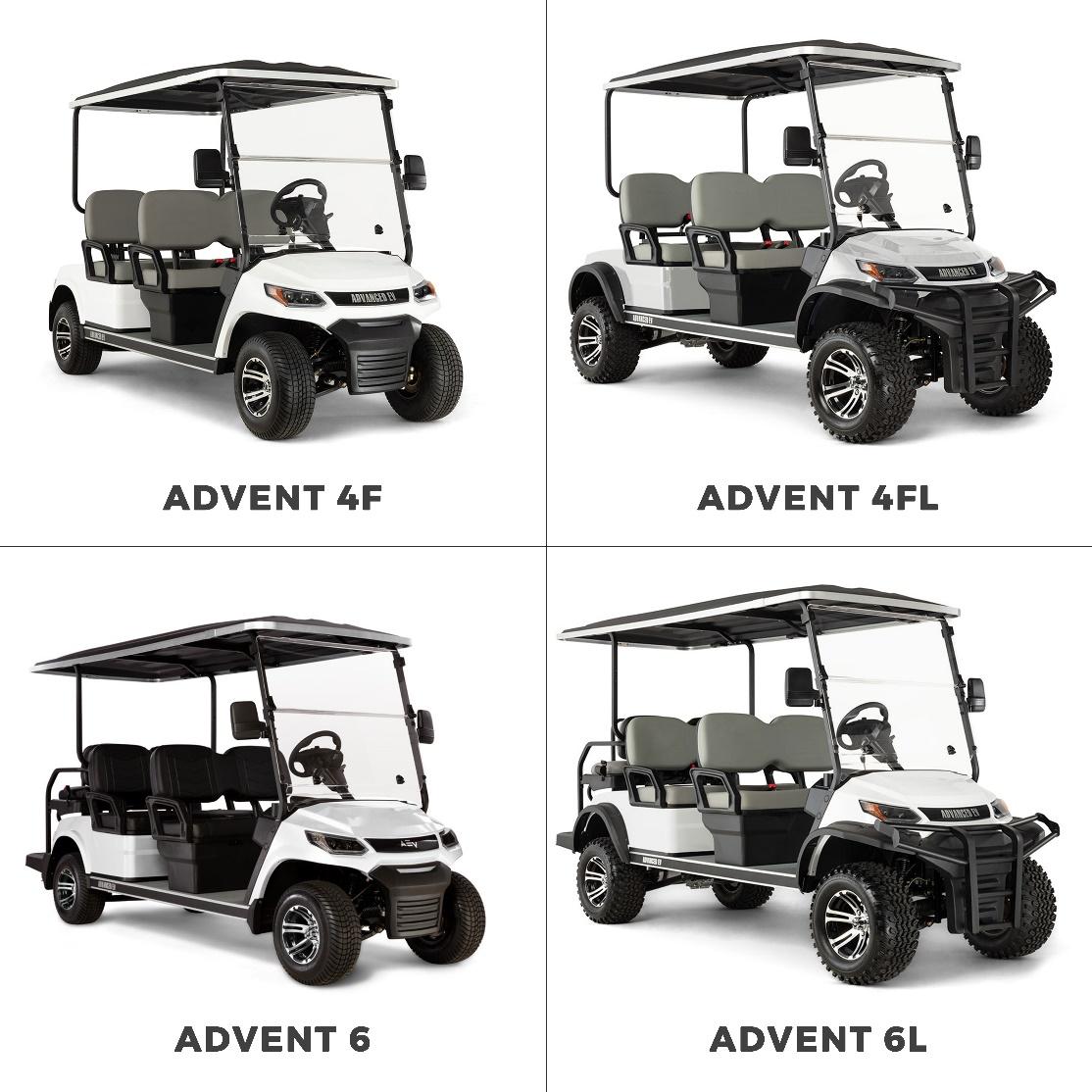 Advent 4F, Advent 4FL, Advent 6 and Advent 6L golf carts