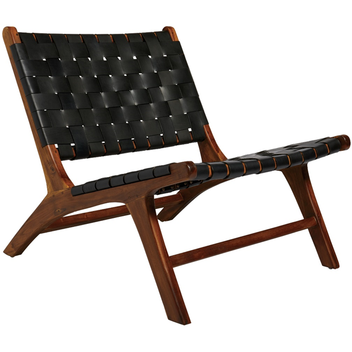 Recalled Haven & Key Leather Woven Chair or “Lovina Chair” (Black)