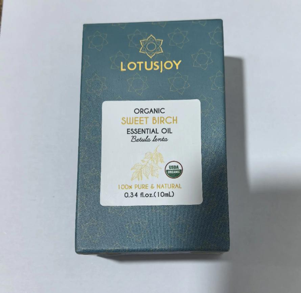 Recalled LOTUSJOY Sweet Birch Essential Oil Packaging - Front