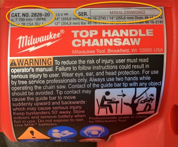 Milwaukee Tool Recalls M18 FUEL 14" and 12" Top Handle Chainsaws Due to Laceration Hazard