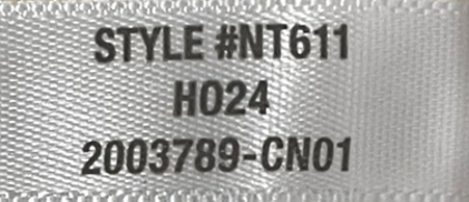 "Style #NT611" or "Style #NT612" and "HO24" are printed on the sewn-in side seam label of the recalled Madewell sweaters
