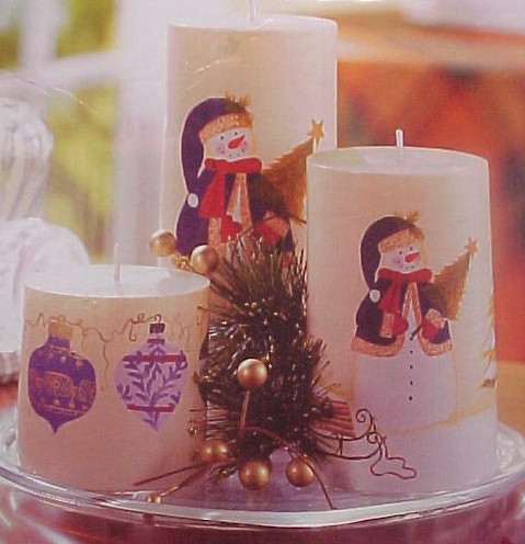 Home Trends Natural Holiday Collection Candle gift set: "Painted Snowman"