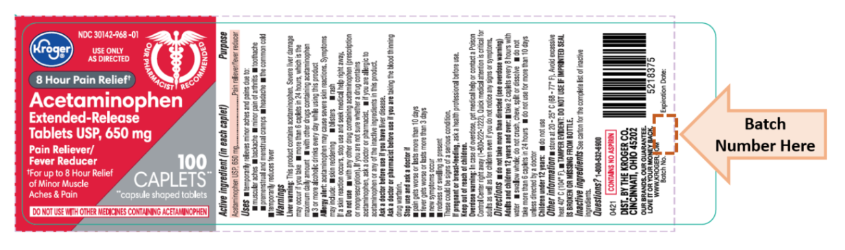Kroger Acetaminophen, 100 count bottles
