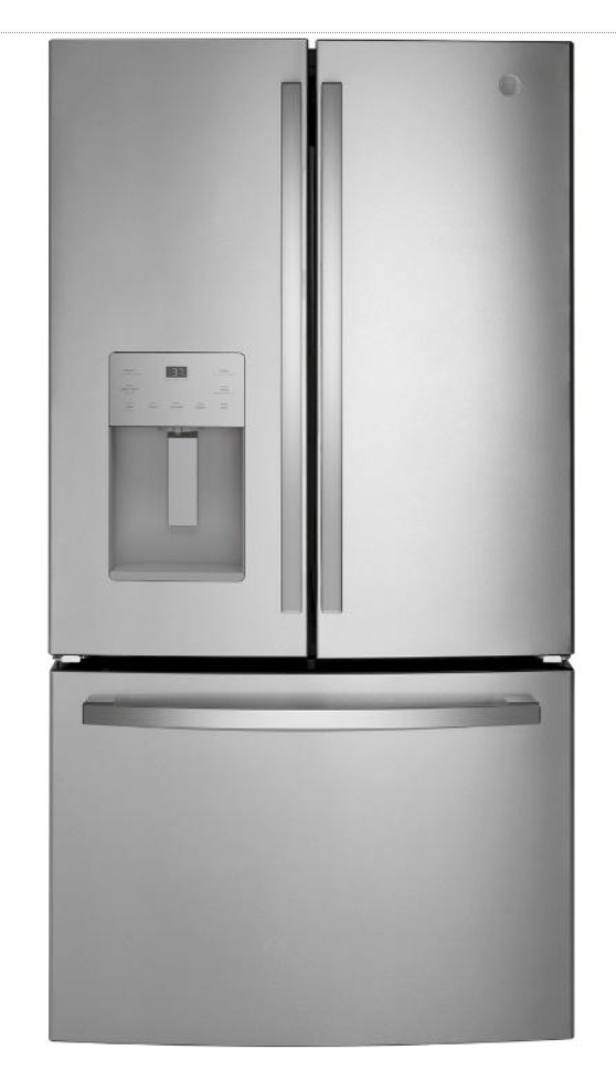 GE-brand Free-Standing French Door Refrigerators in Fingerprint Resistant Stainless Steel