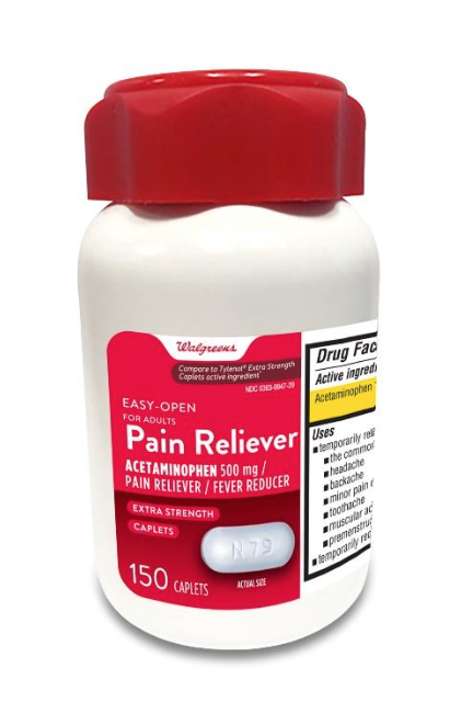 Walgreens Pain Reliever Acetaminophen, 150 count bottles