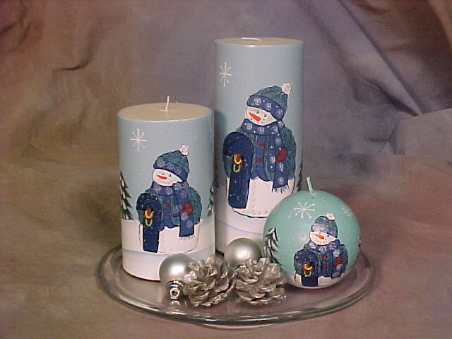 Home Trends Ice Holiday Collection Candle gift set: Snow House Candle gift set, Snowman Candle gift set, and Snowflake Candle gift set