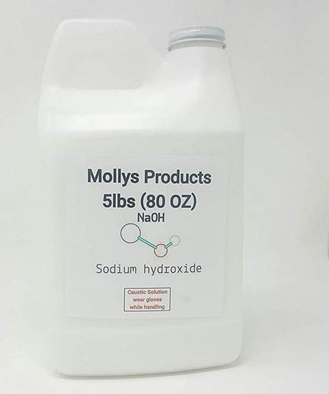 Producto de hidróxido de sodio de Mollys Products, botella de cinco libras (80 OZ)