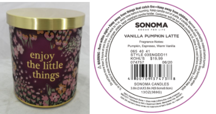 Recalled Kohl’s Enjoy the Little Things candle