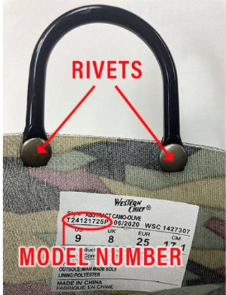 Recalled Rain Boots’ Handle with Rivets