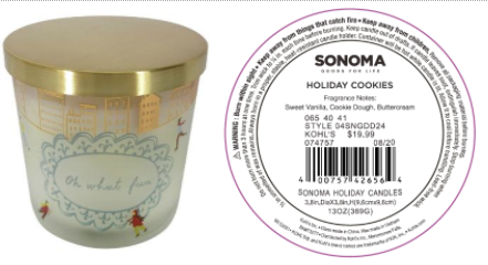 Recalled Kohl’s Oh What Fun Candle
