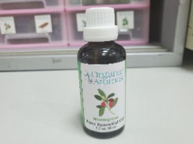 Recalled 50mL bottle of Organic Aromas Wintergreen Pure Essential Oil