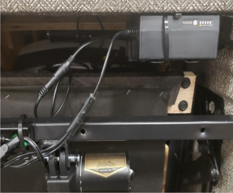 Photo of battery as installed in all Wireless Power furniture