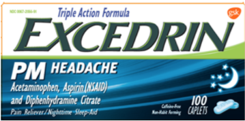 Recalled Excedrin PM Headache Caplets (50, 80, 100, 125, 200, 250 and 300-count)