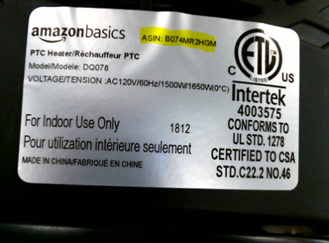 Amazon Recalls Amazonbasics Ceramic Space Heaters Due To Fire And Burn Hazards Recall Alert Cpsc Gov