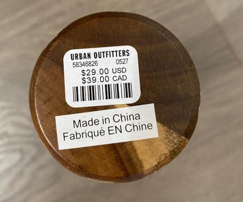 Location of SKU number on Margo Candle Holder - Large