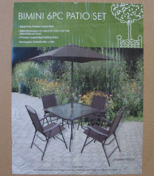 Recalled Bimini Patio Set Packaging