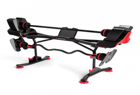 SelectTech 2080 Barbell with Straight Bar and Curl Bar in the Optional Stand