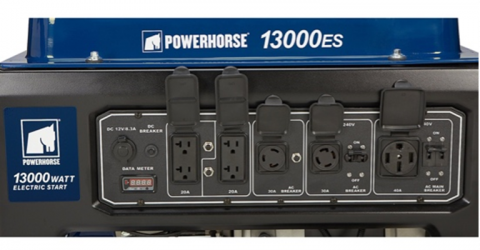 Close-up of Receptacles on Recalled Powerhorse 13000ES Portable Generator