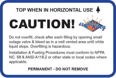 Sticker on Recalled Hog 100-pound Propane Cylinder