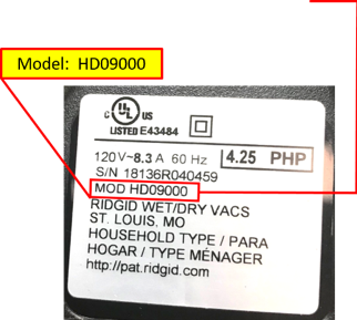 Model number location