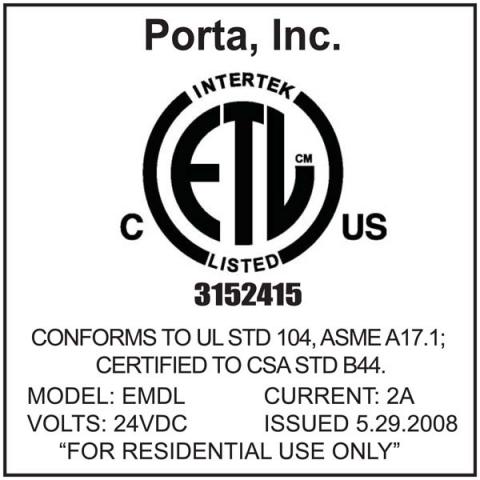 Label affixed to the bottom of the EMDL cover