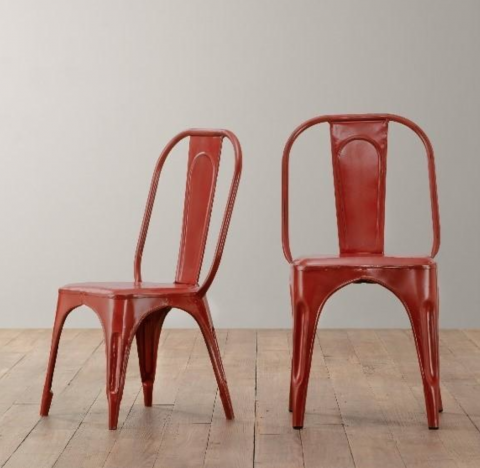 Vintage Steel Play Chair and Tall Play Chair in Distressed Red