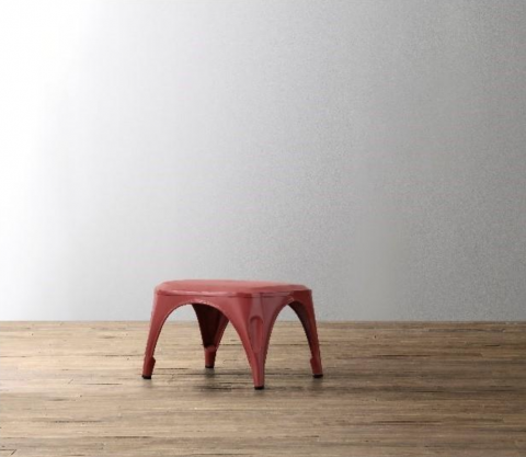 Vintage Steel Step Stool in Distressed Red