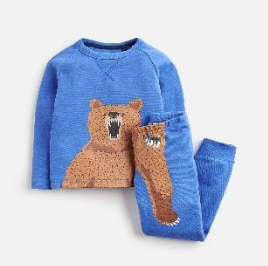 Z_ODRKIPWLL-DAZZBLU Blue pajama with bear motif 97% cotton 3% elastane 1 through 12