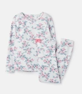 204649-BLUCREMDTS White pajama with floral print 96% cotton 4% elastane 1 through 12