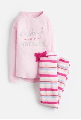 Z_ODRSLEPWL-PAWESME Pink pajama with slogan 97% cotton 3% elastane 1 through 12