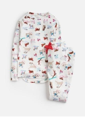 Z_ODRSLEPWL-SKIIDOG White pajama with skiing dog print 97% cotton 3% elastane 1 through 12