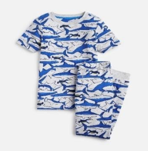 203222-GREYSHARKS Blue and gray pajama with shark print 97% cotton 3% elastane 1 through 12