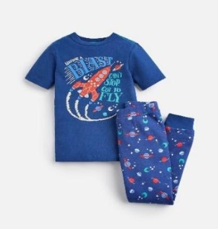 205153-BLUBLSTOFF Blue pajama with rocket print 97% cotton 3% elastane 1 through 12