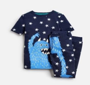 205153-NVSTRMNSTR Navy pajama with monster image 97% cotton 3% elastane 1 through 12