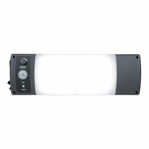 The recalled ALL-Pro WPS2040M solar-powered motion-activated outdoor LED light. Includes a solar panel that is connected by wire to the fixture.
