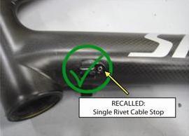 Picture of Recalled Bicycle Single Rivet Cable Stop